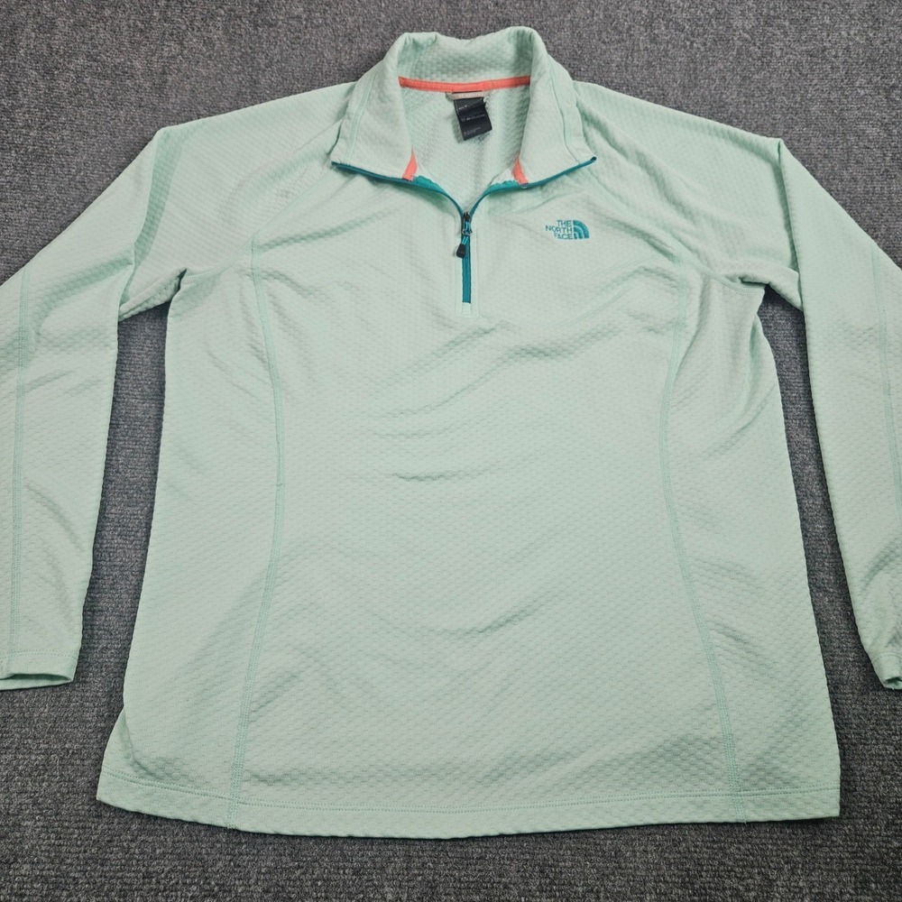 The North Face Pullover Womens XL Mint Green Quarter‎ Zip Textured Fleece Hiking